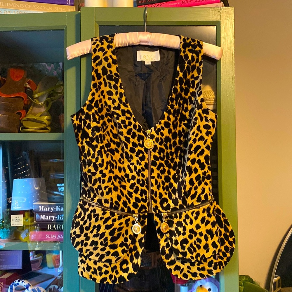 Vintage Caché Vest size 4 leopard